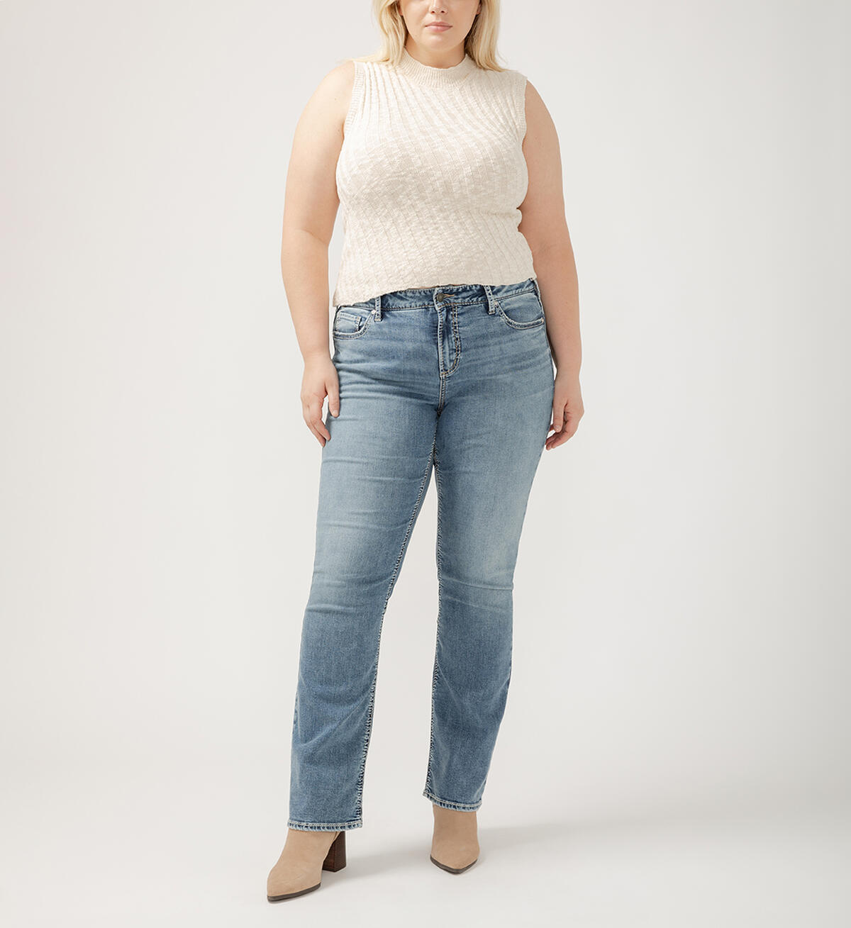 Elyse Mid Rise Slim Bootcut Jeans Plus Size, , hi-res image number 0