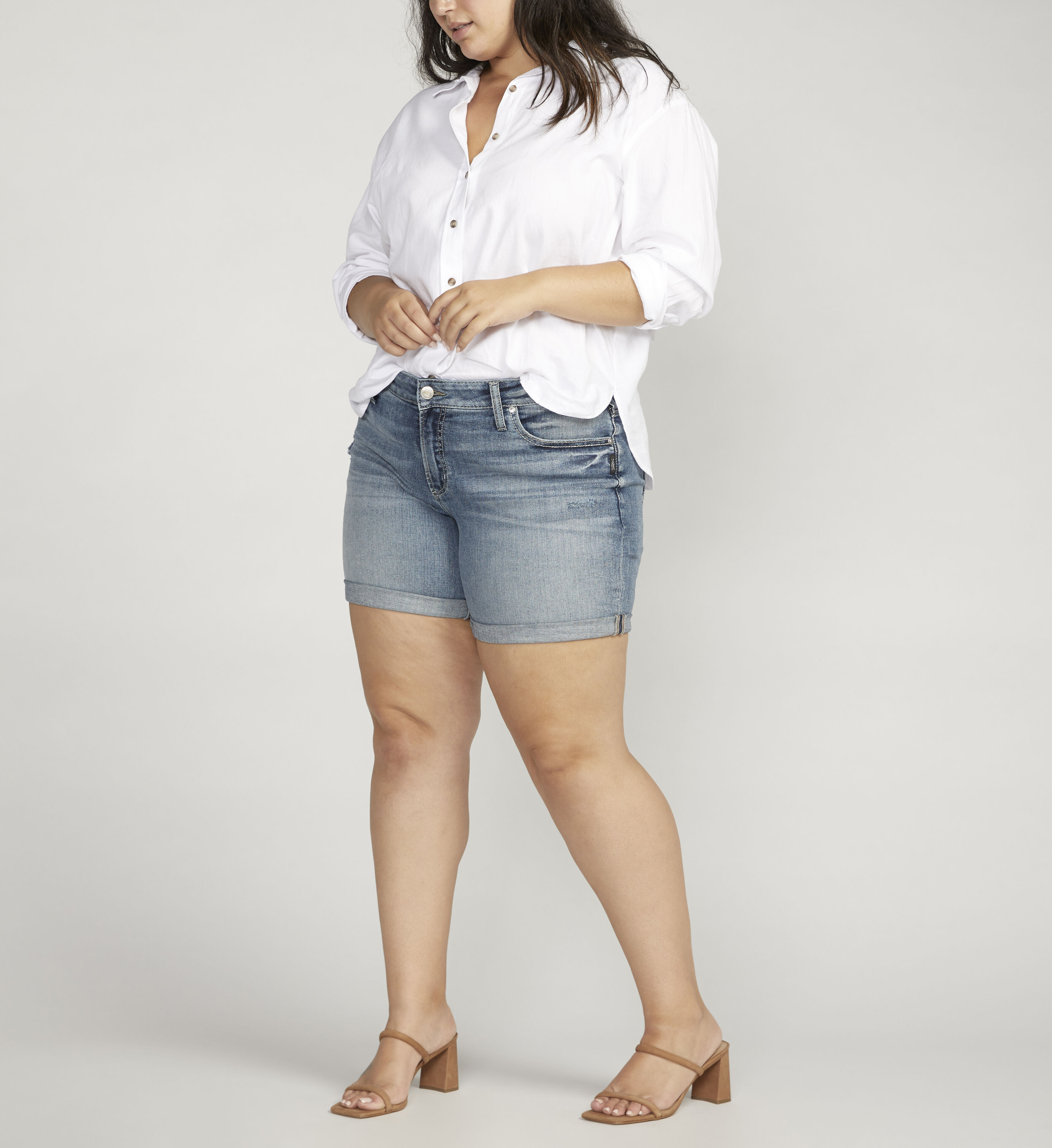 Womens denim sale shorts plus size