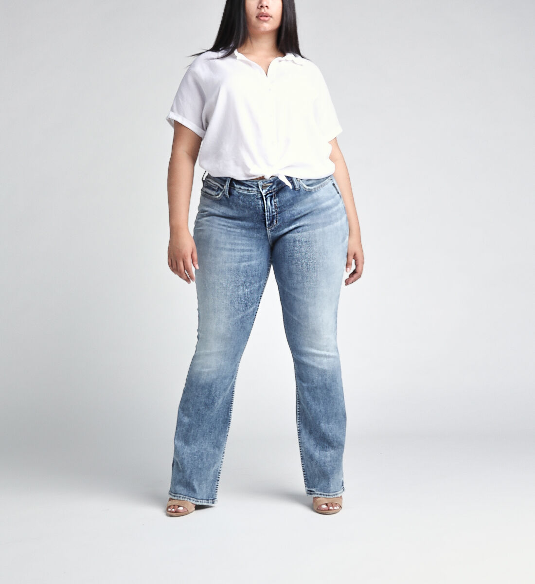 Elyse Mid Rise Slim Bootcut Jeans Plus Size Silver Jeans Us
