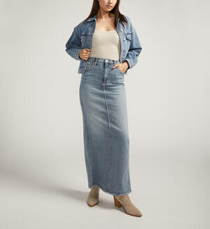 Back-Slit Maxi Jean Skirt