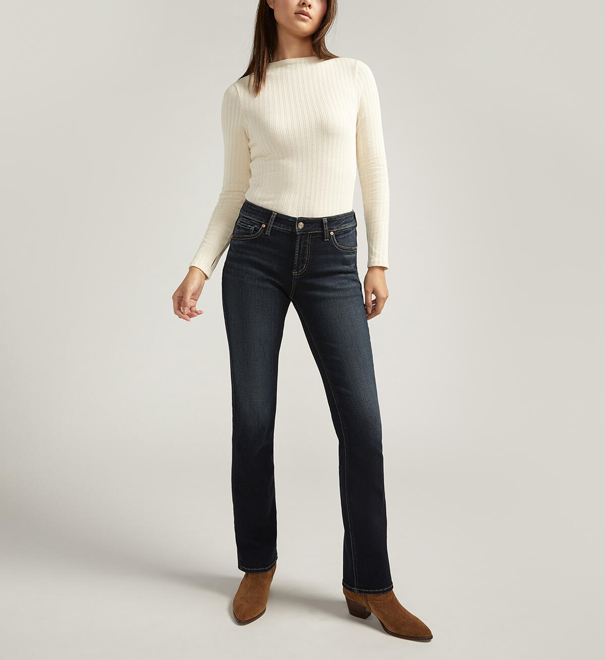 Elyse Mid Rise Slim Bootcut Jeans, , hi-res image number 0