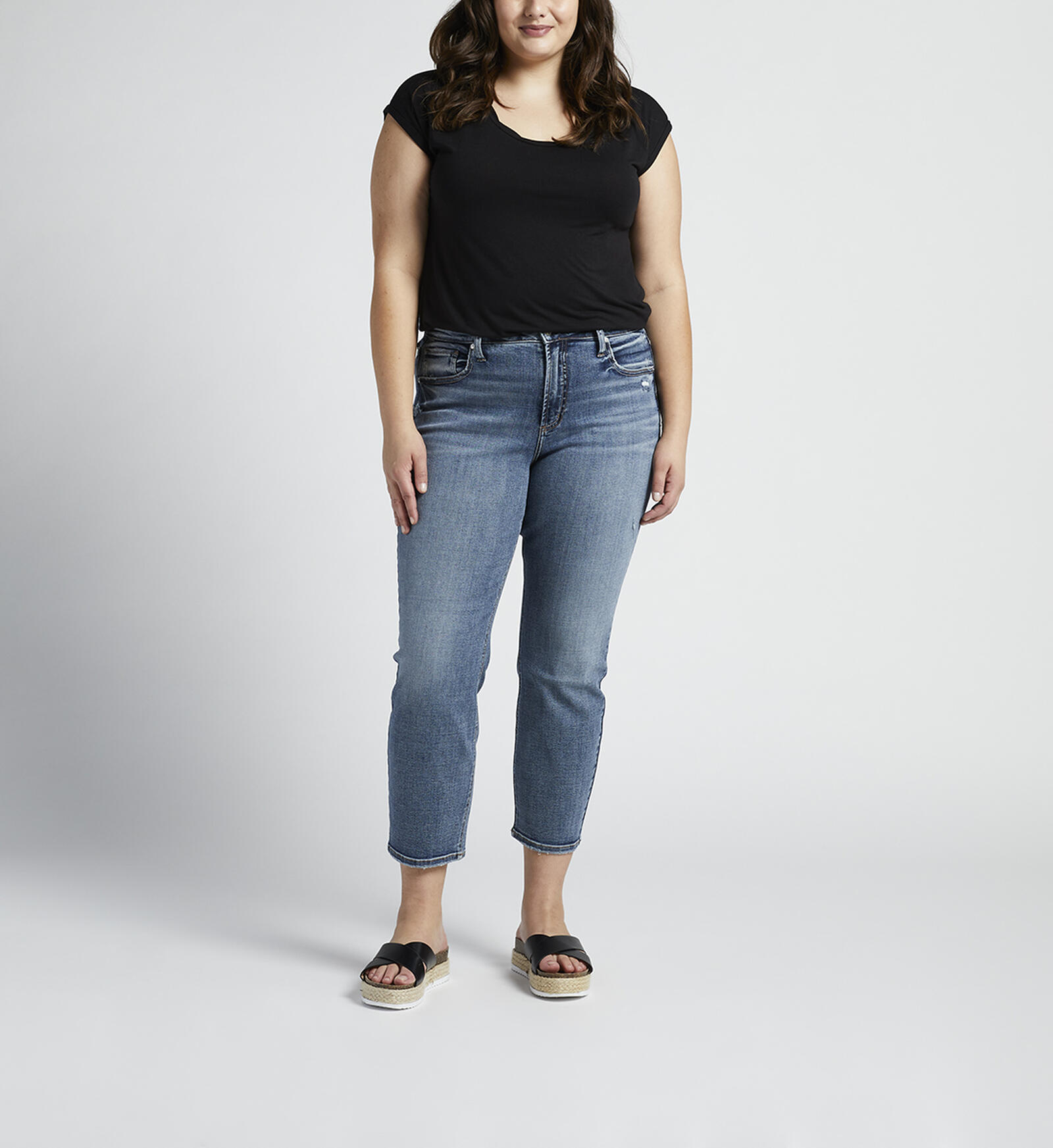 Buy Avery High Rise Straight Crop Jeans Plus Size for USD 33.00
