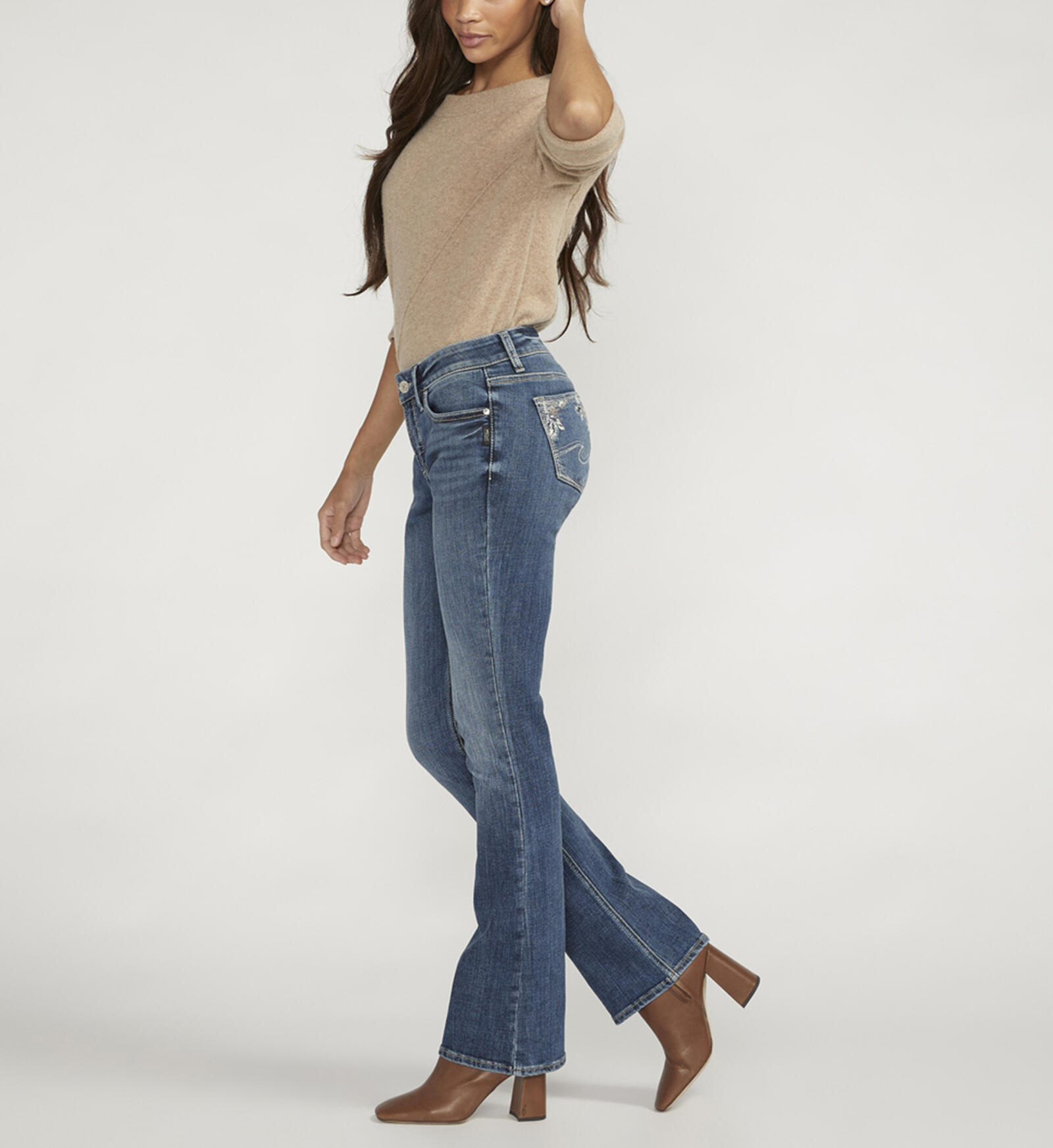 Buy Elyse Mid Rise Slim Bootcut Jeans Plus Size for USD 88.00