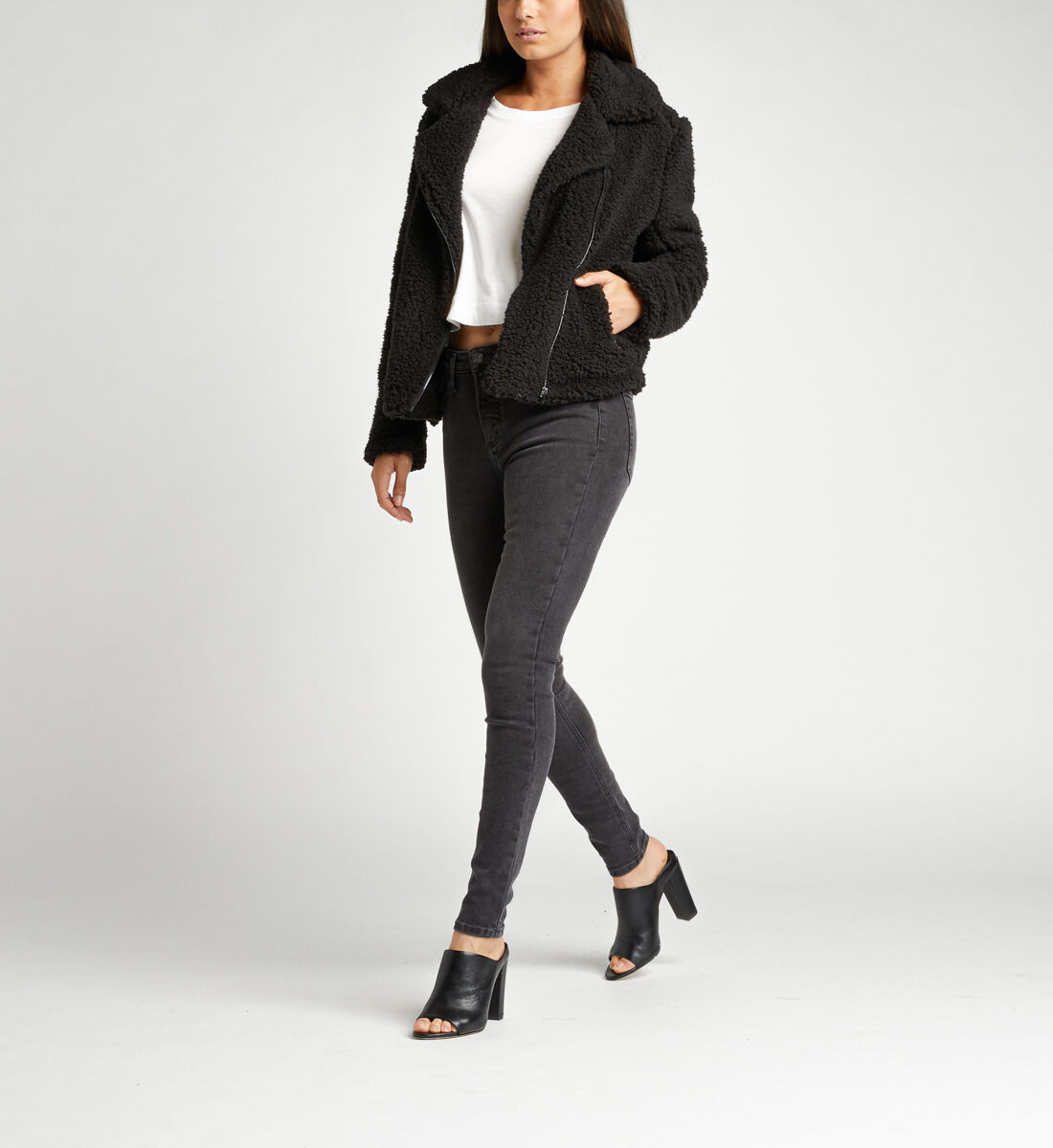 Black teddy biker discount jacket