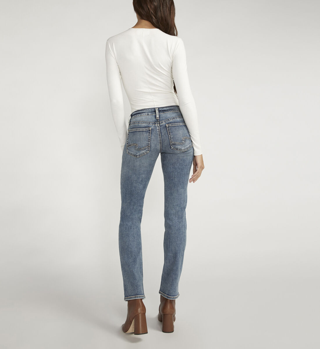 Buy Tuesday Low Rise Straight Leg Jeans for USD 84.00 | Silver 