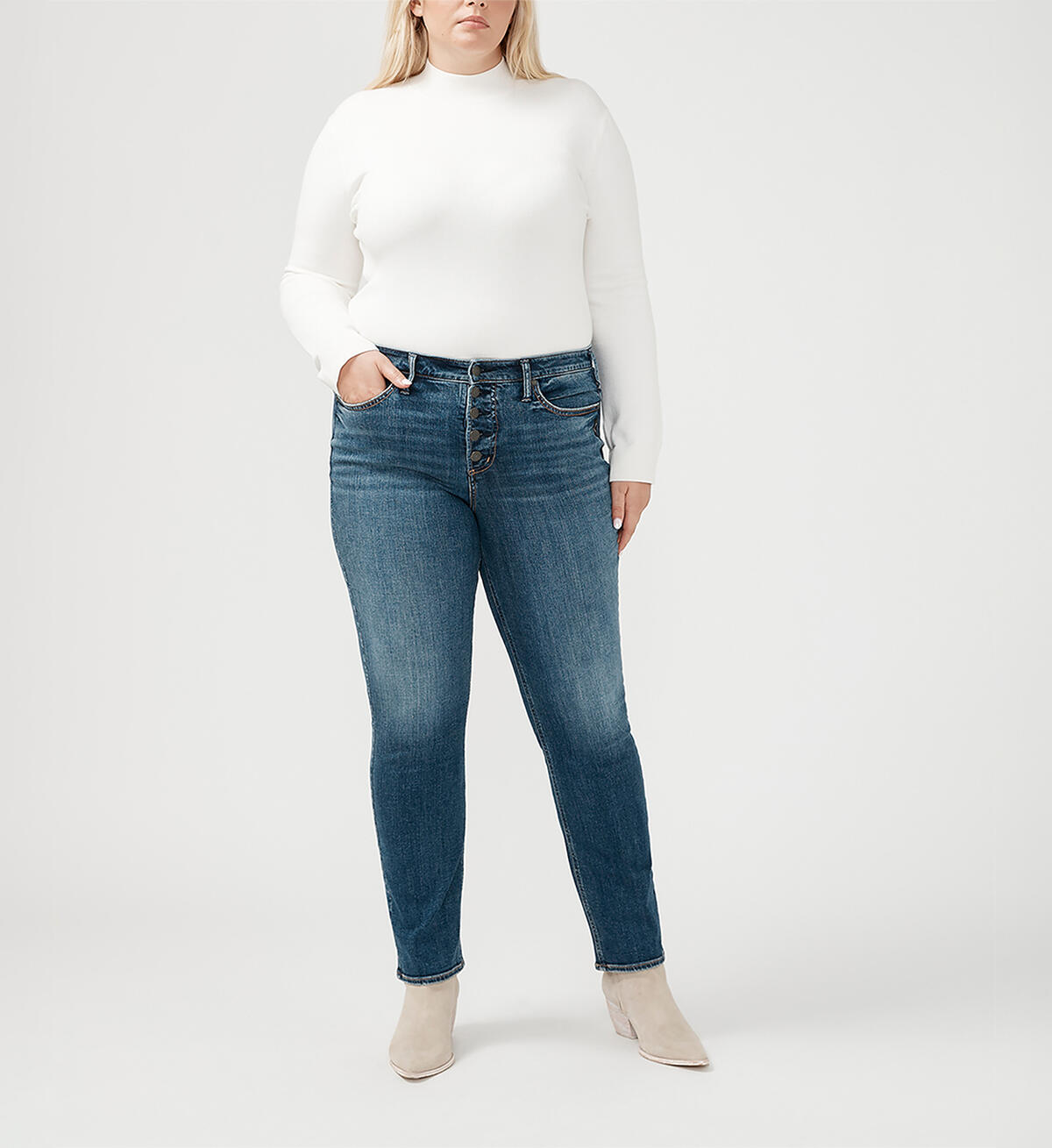 Most Wanted Mid Rise Straight Leg Jeans Plus Size, , hi-res image number 0