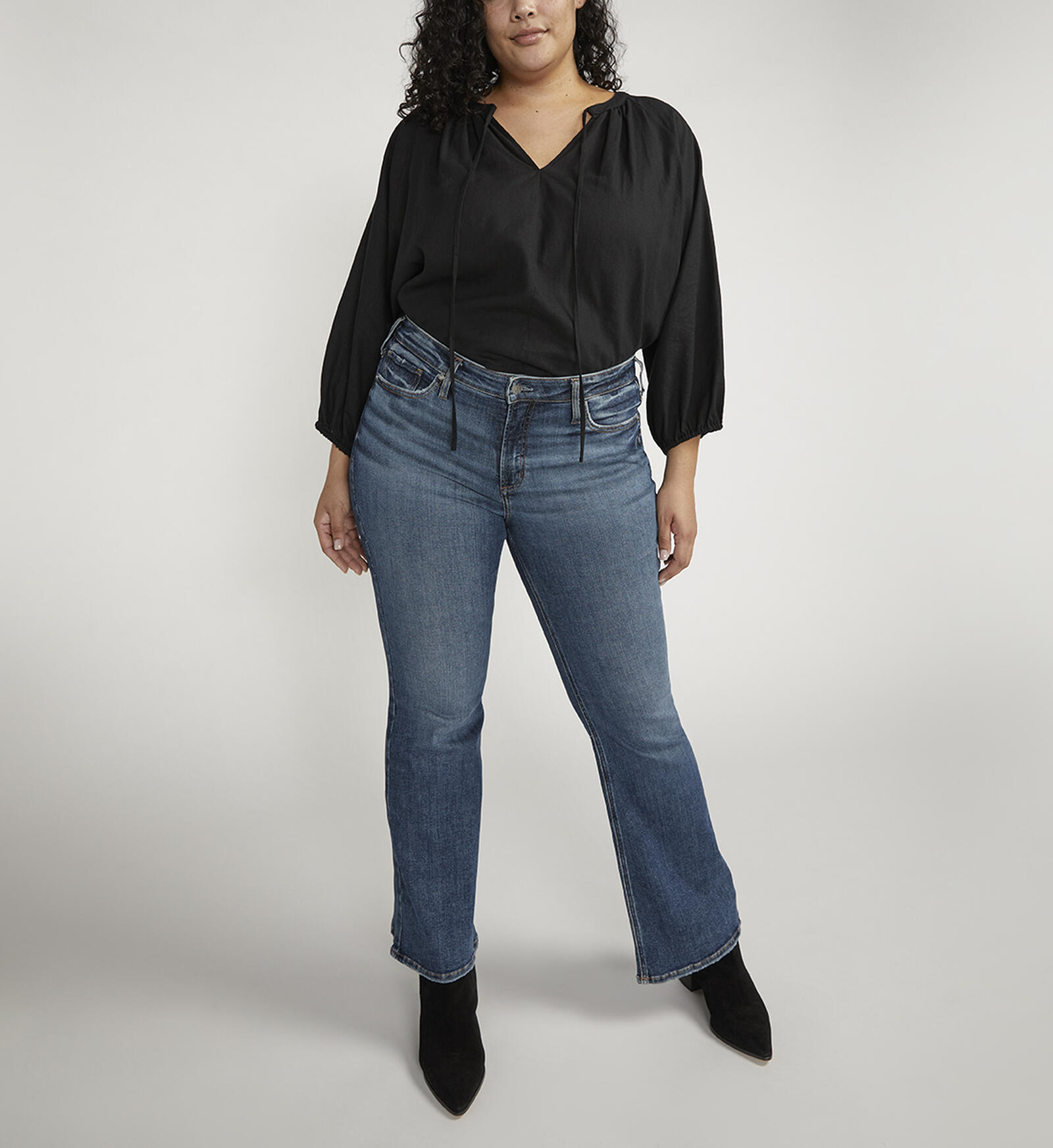Plus Size Mid Wash Flare Jeans