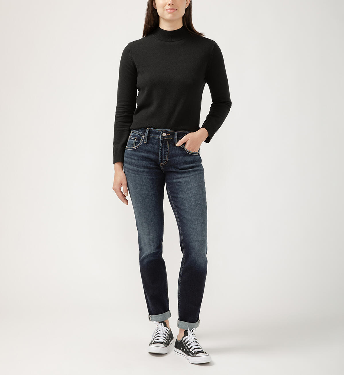 Boyfriend Mid Rise Slim Leg Jeans, , hi-res image number 0