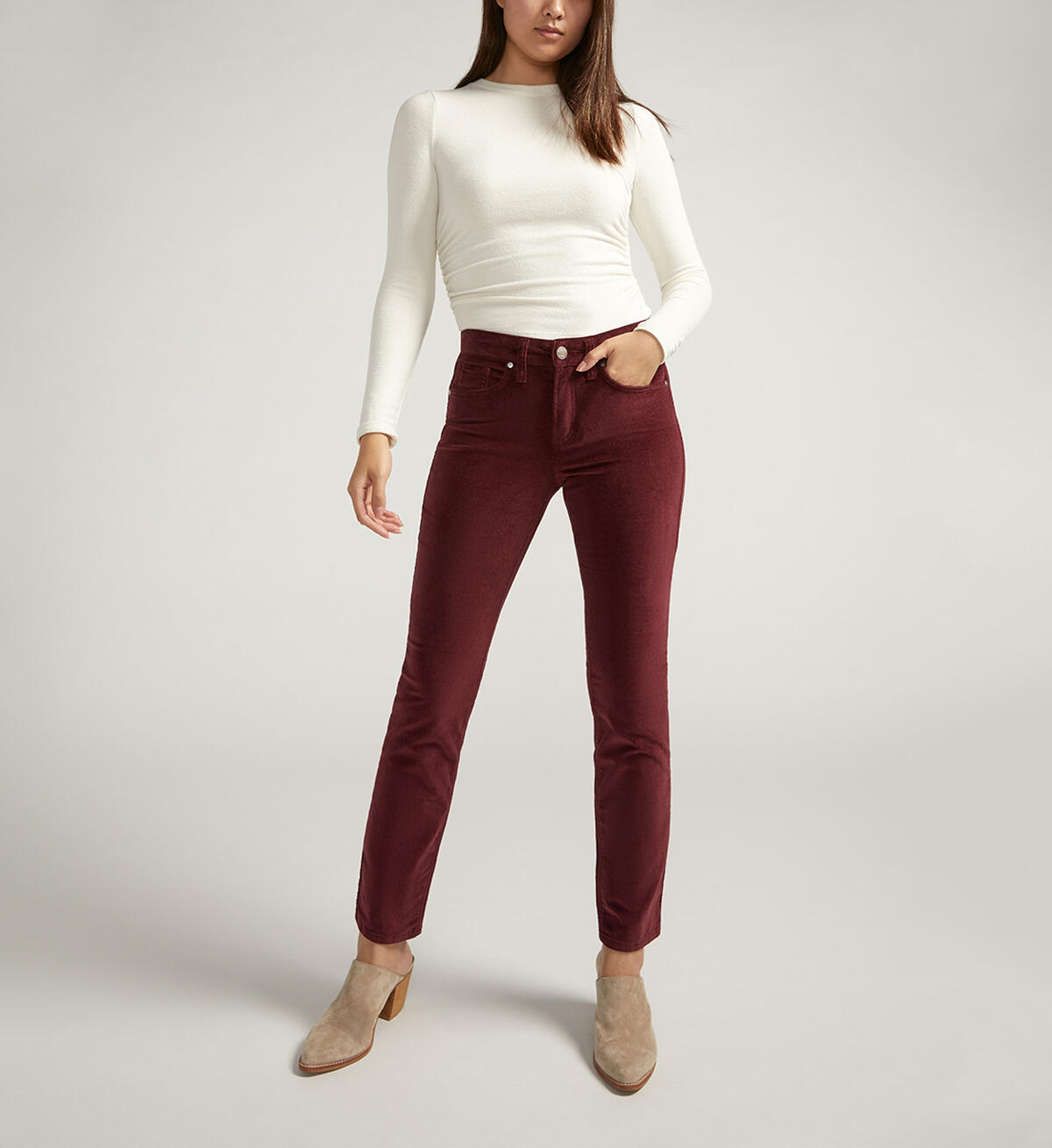 Suki Mid Rise Straight Leg Corduroy Pant, Bordeaux, hi-res image number 0