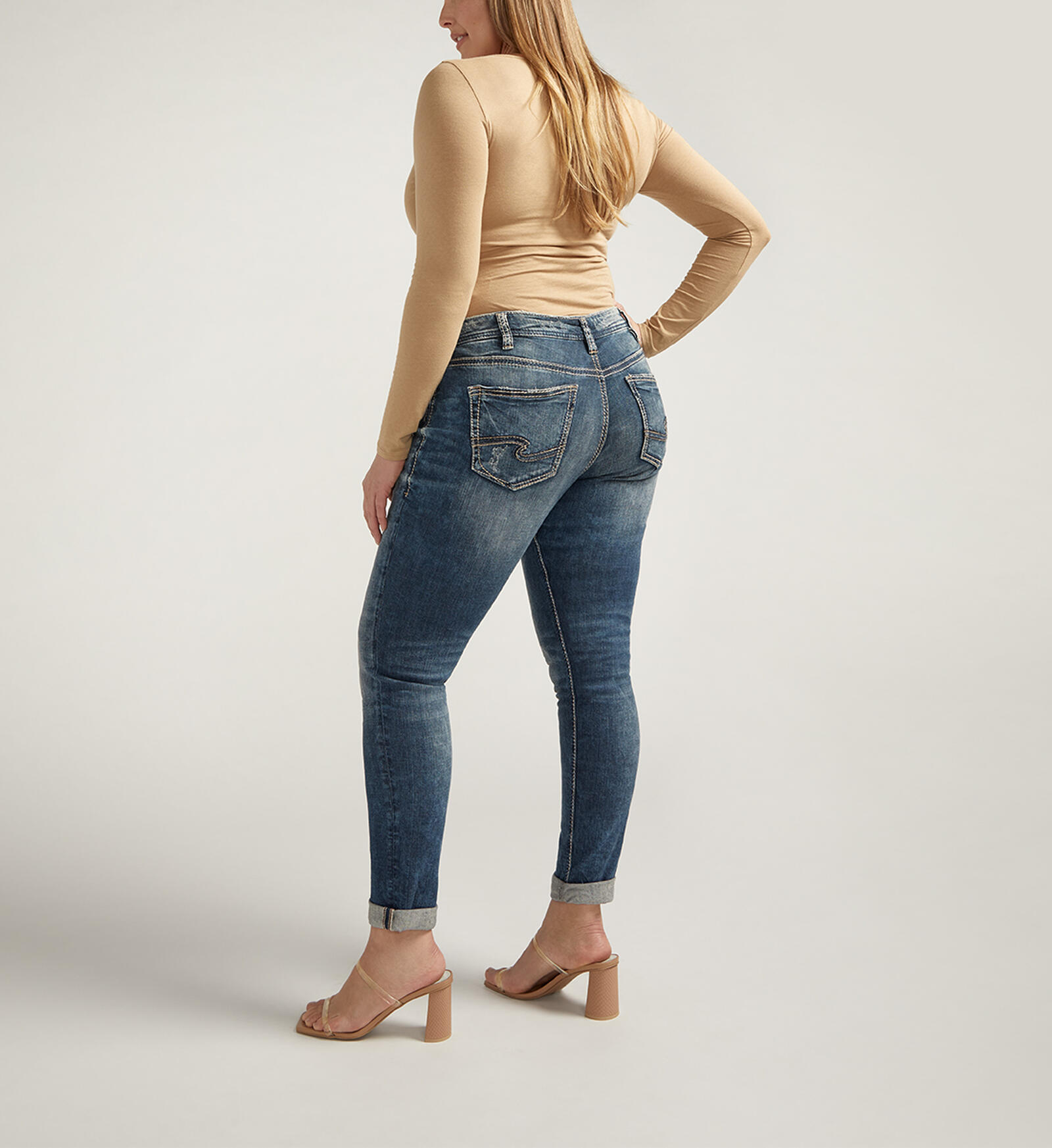 Silver Jeans Co. Women's Girlfriend Mid Rise Skinny Jeans, Waist Sizes  24-34 