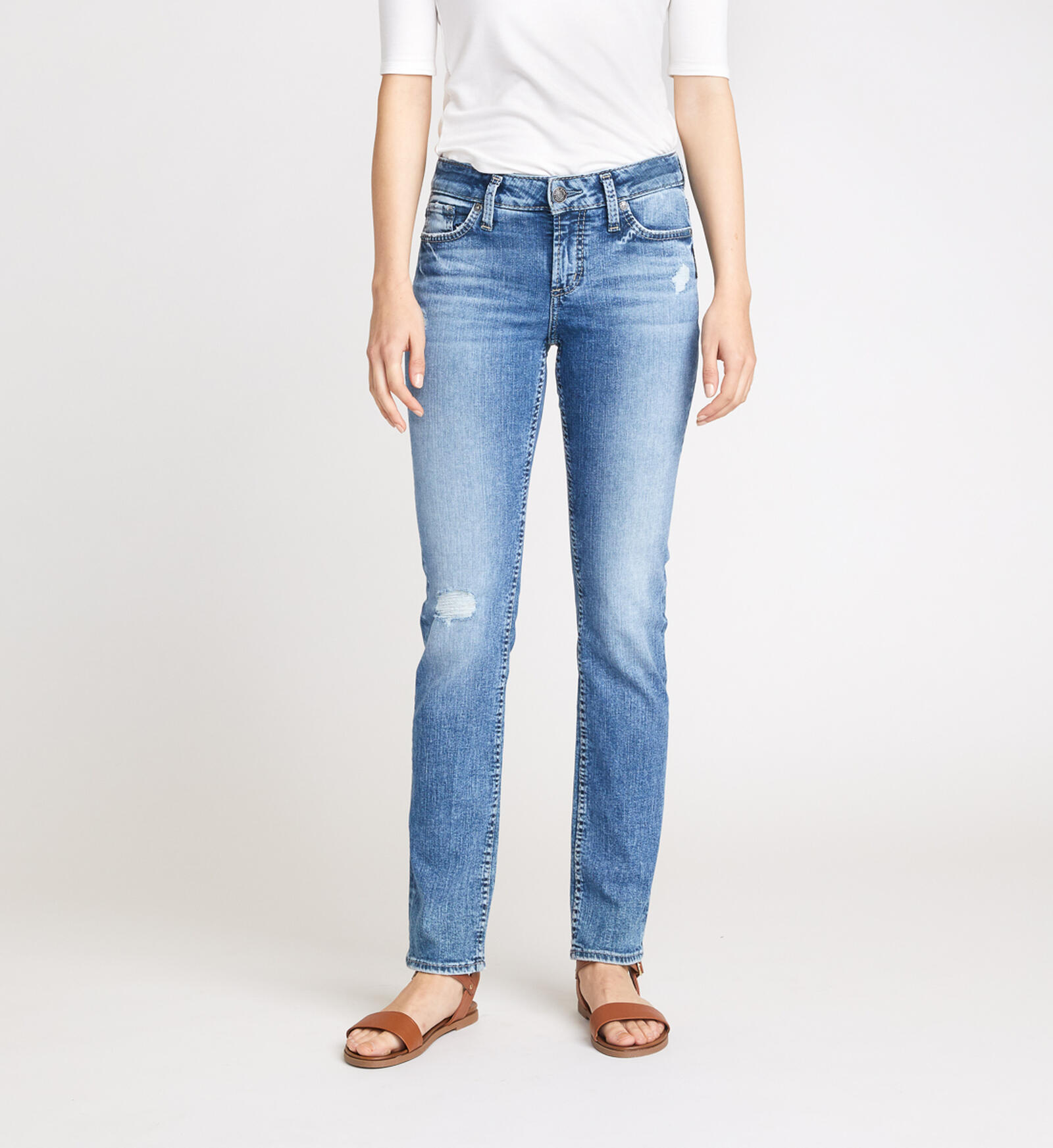 Silver Jeans Co. Women's Elyse Mid Rise Comfort Fit Capri Jeans, Med Wash  CVS383 at  Women's Jeans store