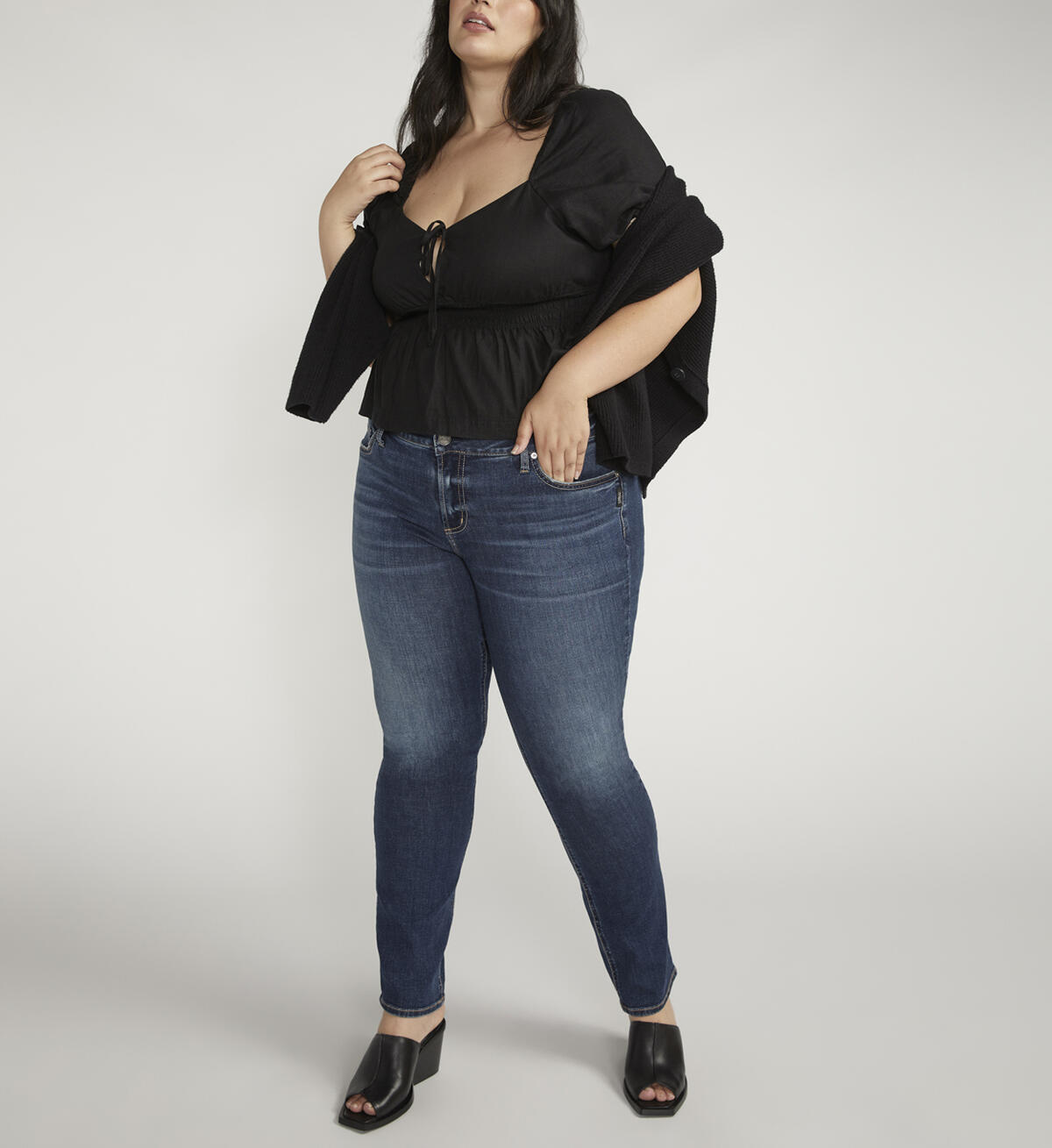 Elyse Mid Rise Straight Leg Jeans Plus Size, , hi-res image number 0