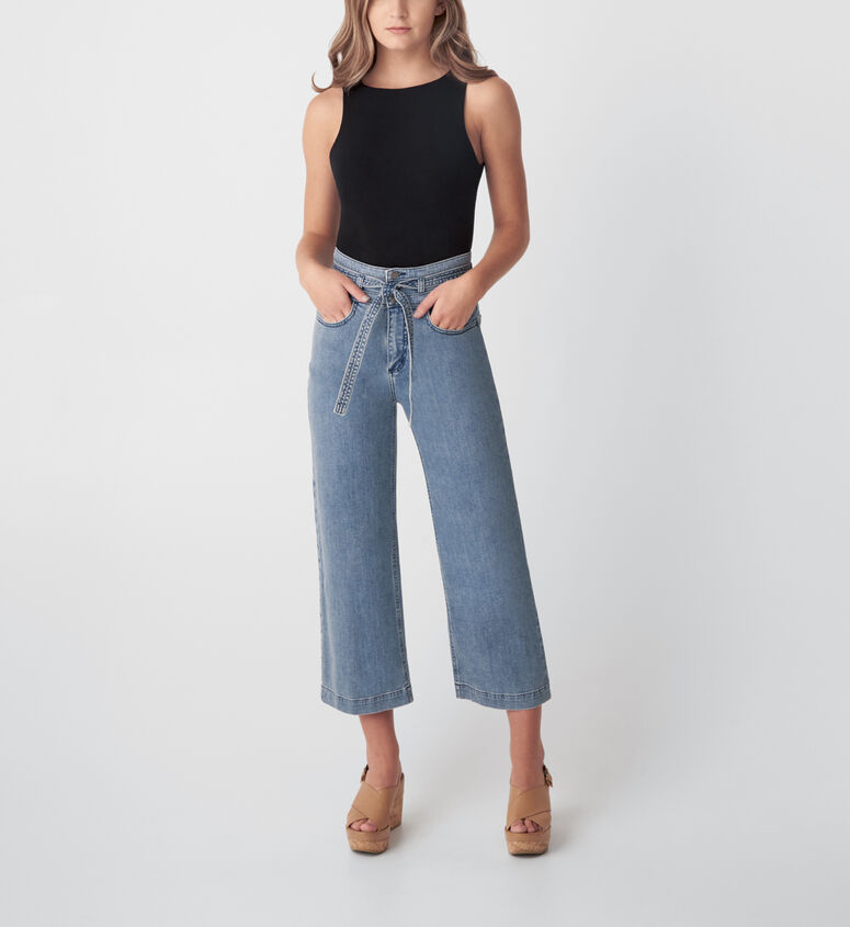 Belted High Rise Wide Leg Crop Jeans - Silver Jeans US