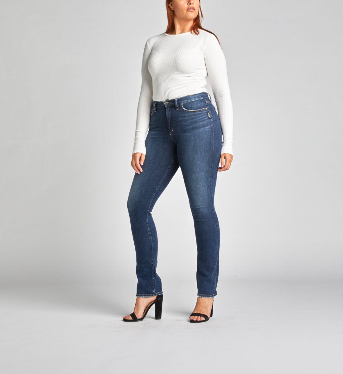 high waisted silver jeans