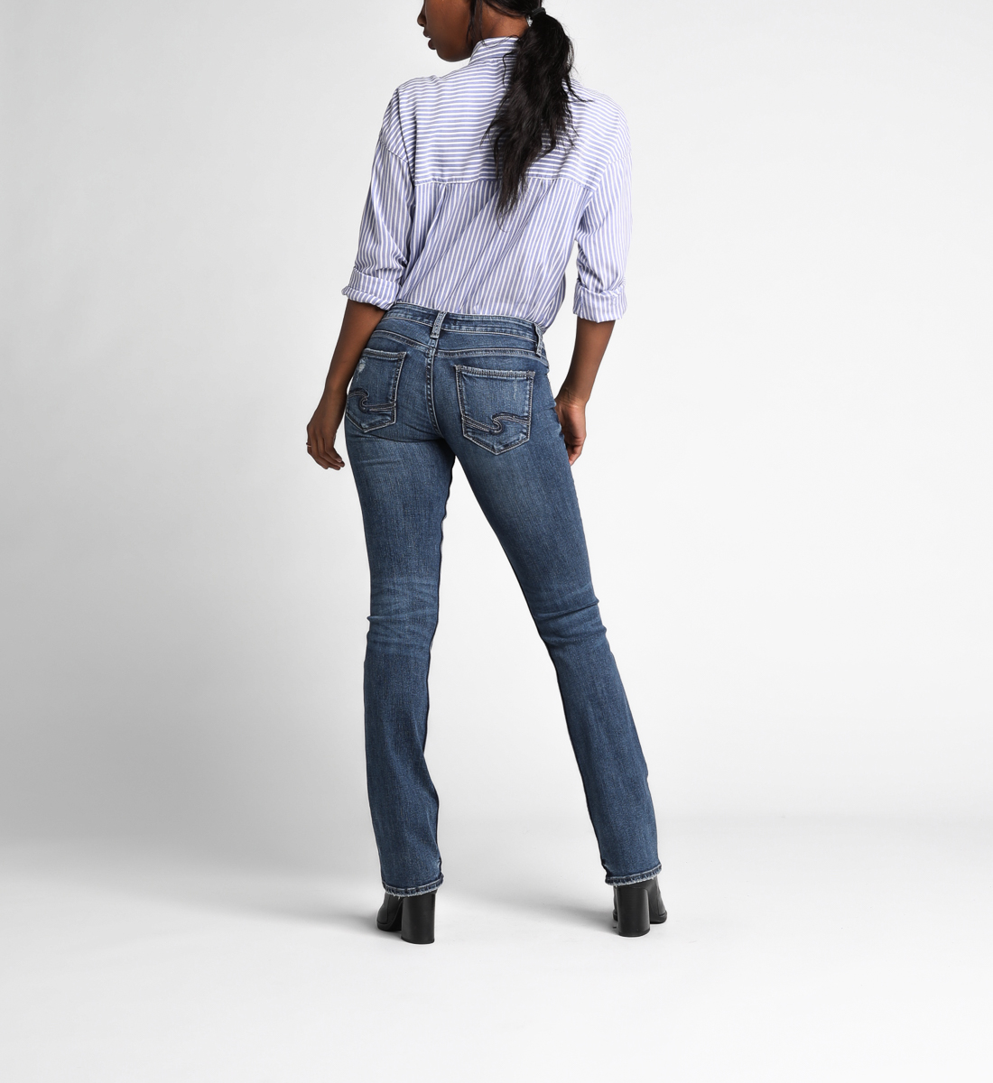 low rise silver jeans