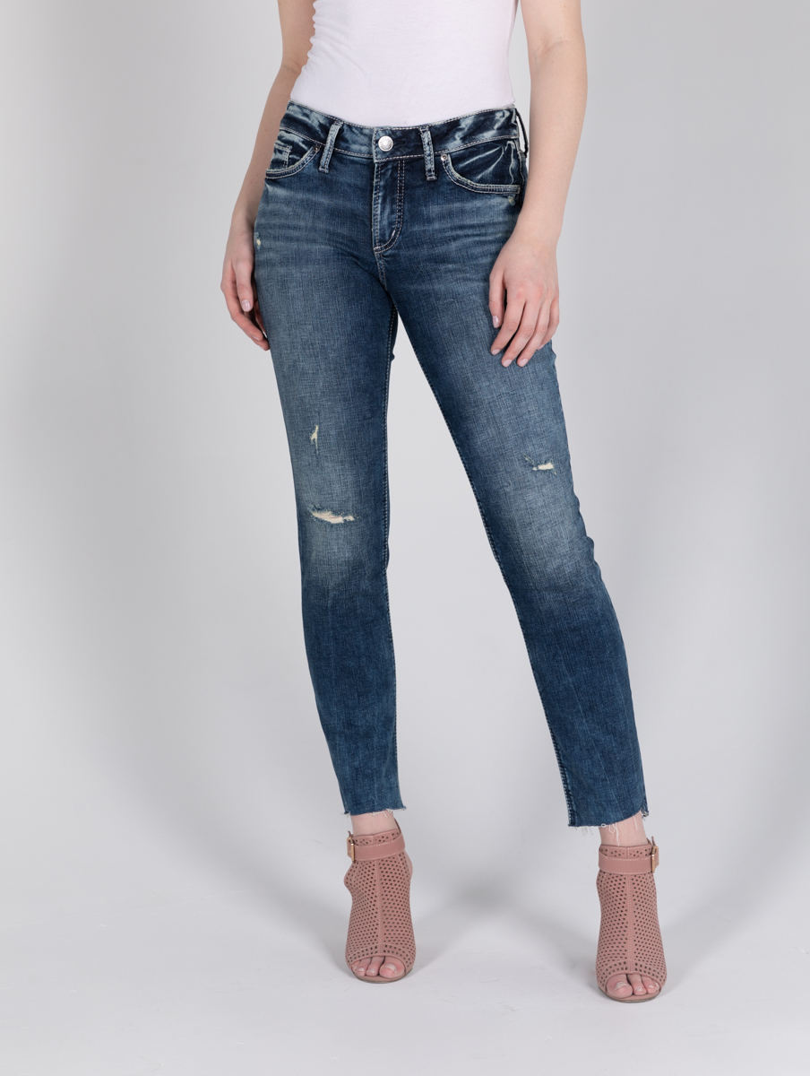 Suki Mid Rise Straight Leg Jeans - Silver Jeans US