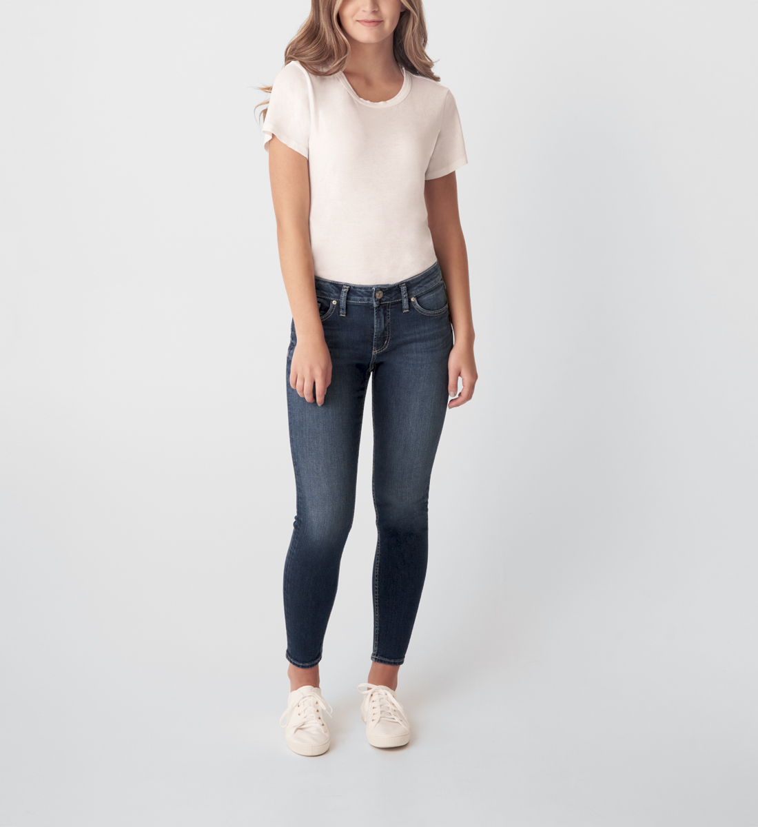 Elyse Mid Rise Skinny Jeans - Silver Jeans US