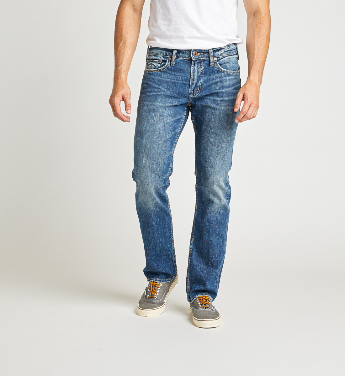 classic fit straight leg jeans