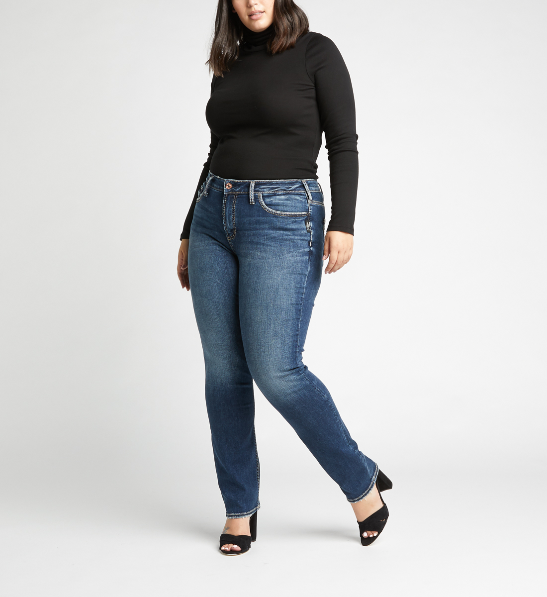 Avery High Rise Straight Leg Plus Size Jeans - Silver Jeans US