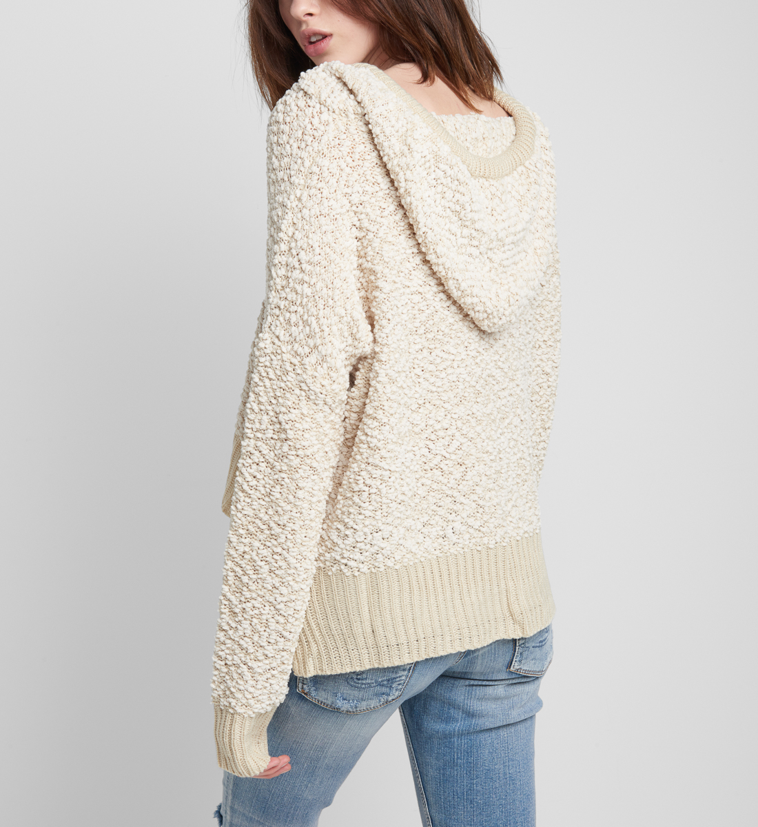 popcorn knit hoodie