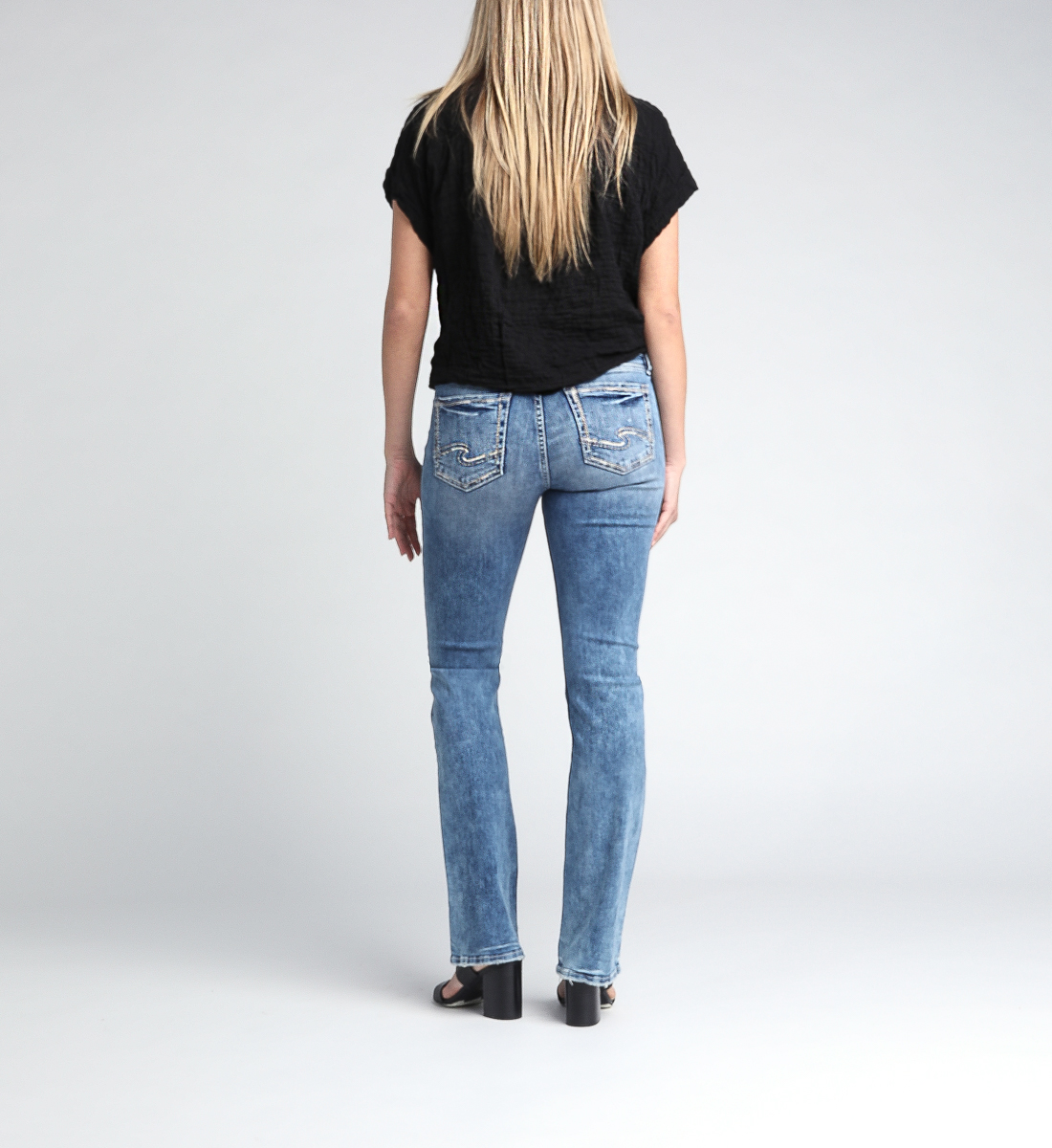 slim mid rise jeans