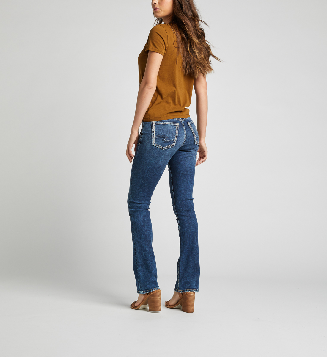 high rise dark wash bootcut jeans