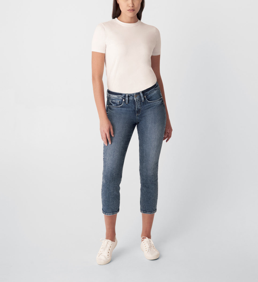 Suki Mid Rise Straight Crop Jeans - Silver Jeans US