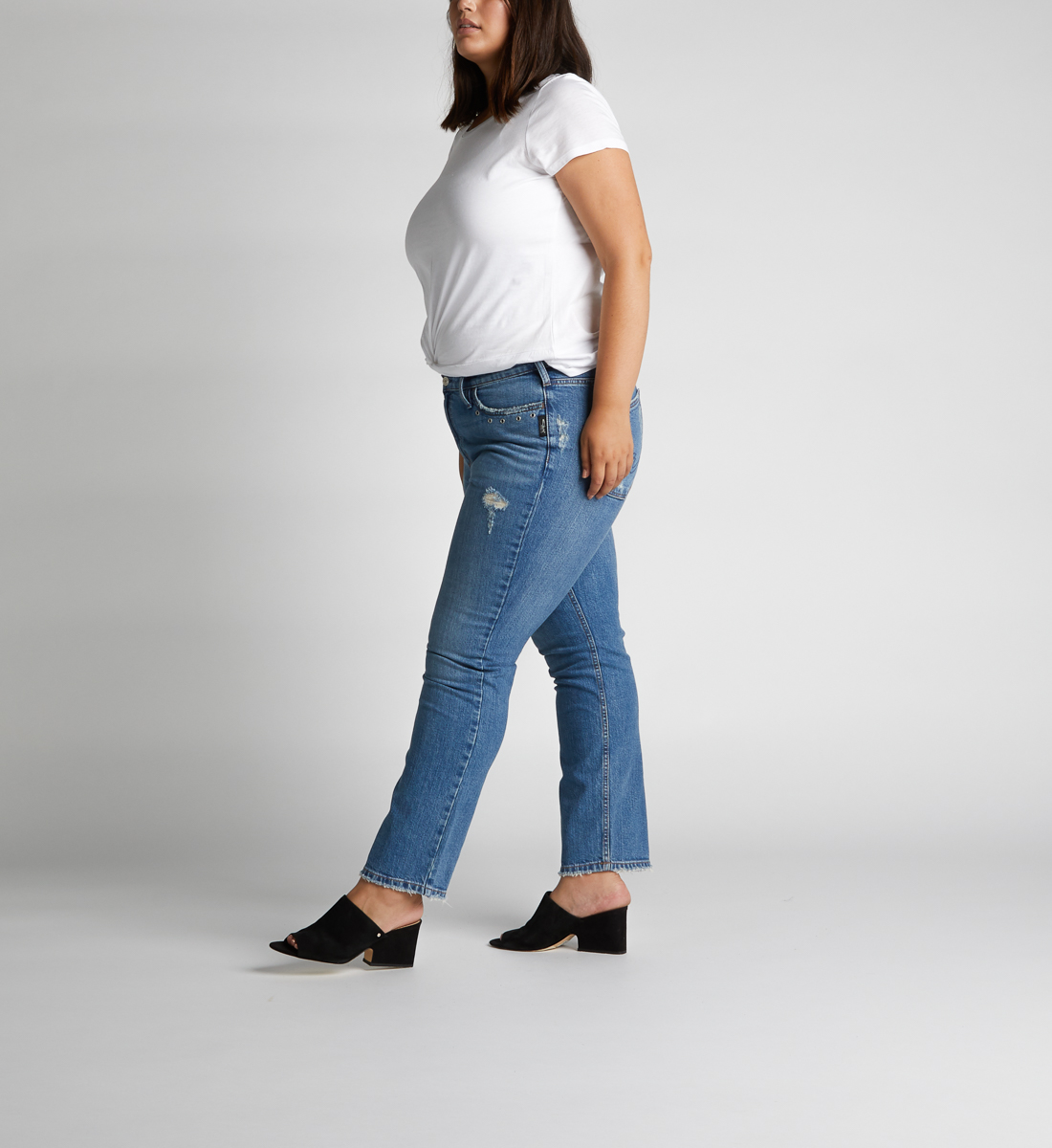plus size high waisted straight leg jeans