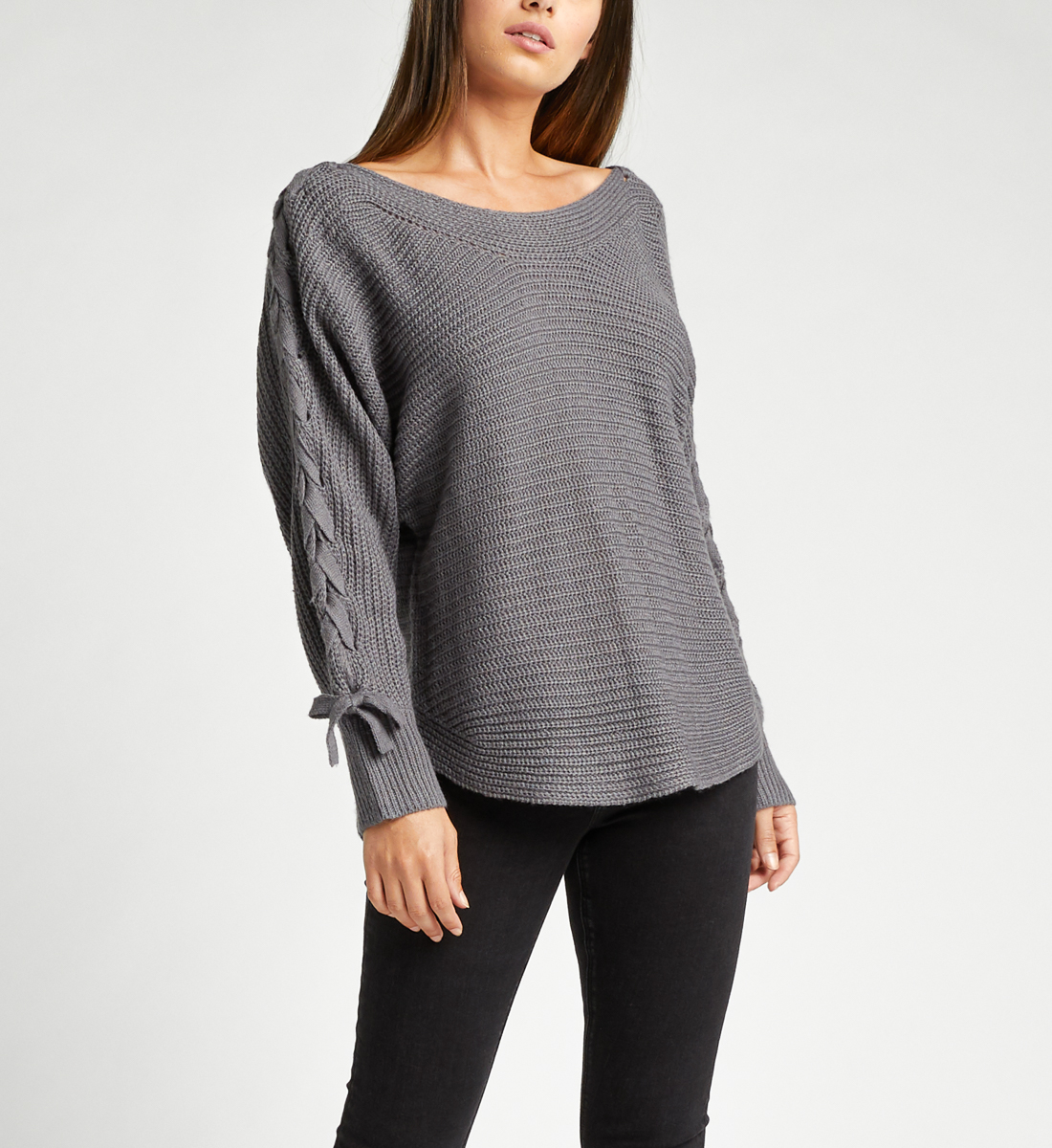 lace up sleeve sweatshirt