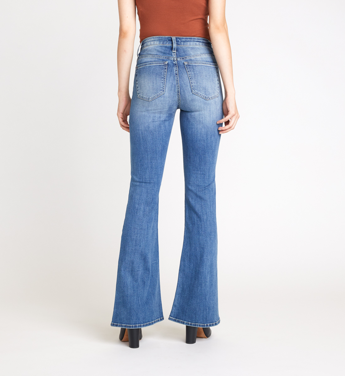 High Note High Rise Flare Leg Jeans - Silver Jeans US