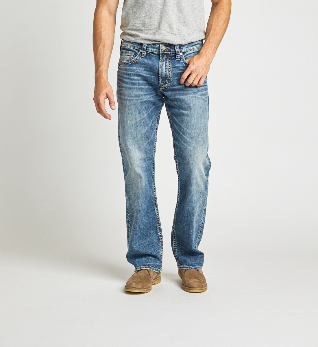 relaxed fit straight leg jeans