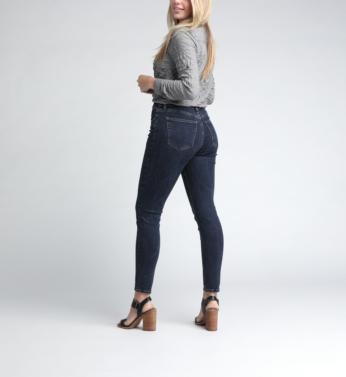 silver high waisted jeans