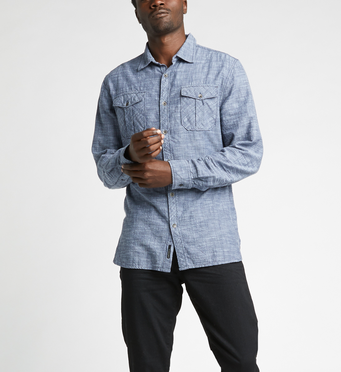 button down shirt and jeans