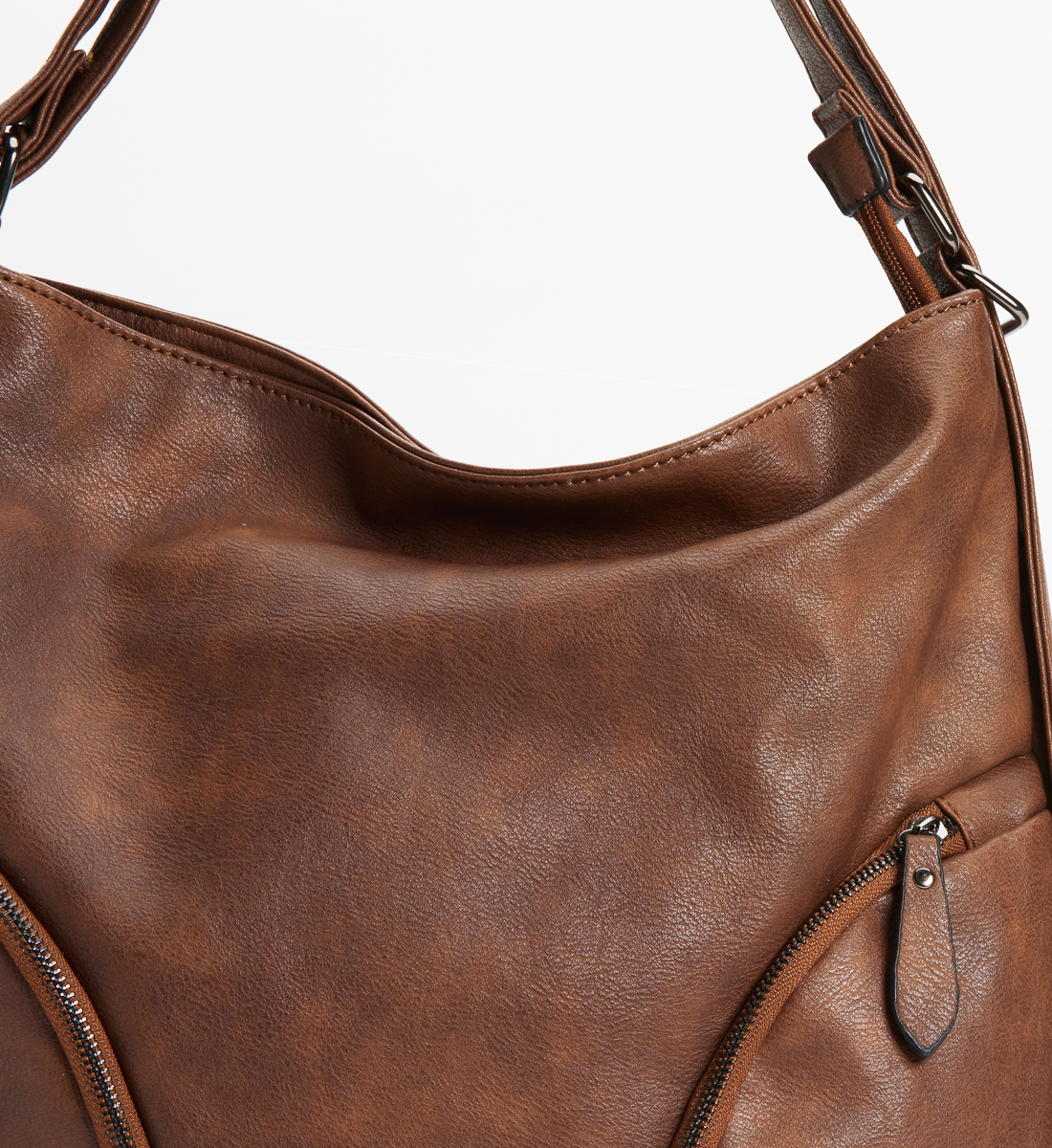 double strap leather hobo bag