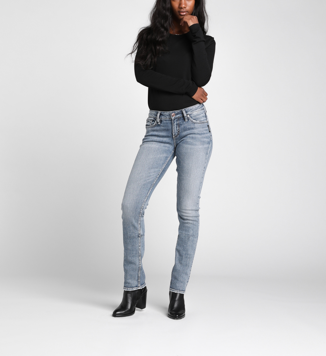 mid rise curvy straight jeans