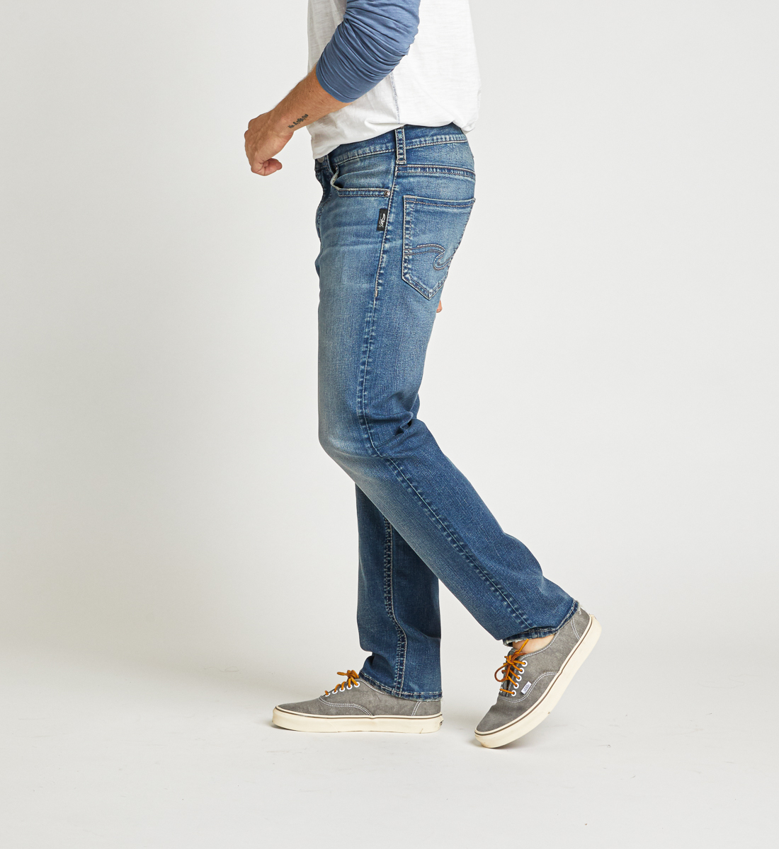 Eddie Relaxed Fit Tapered Leg Jeans - Silver Jeans US