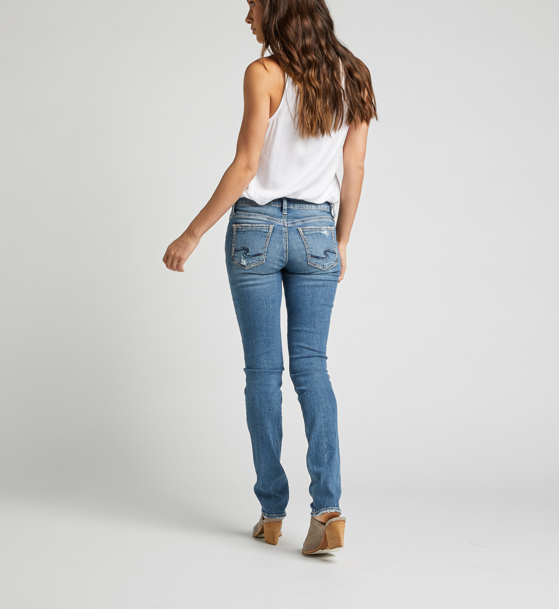 Suki Mid Rise Straight Leg Jeans - Silver Jeans US