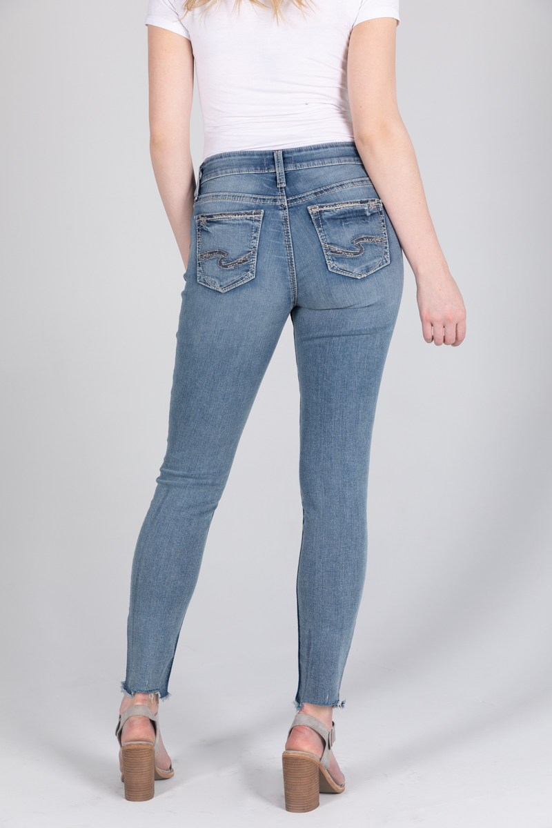 Suki Mid Rise Skinny Jeans - Silver Jeans US