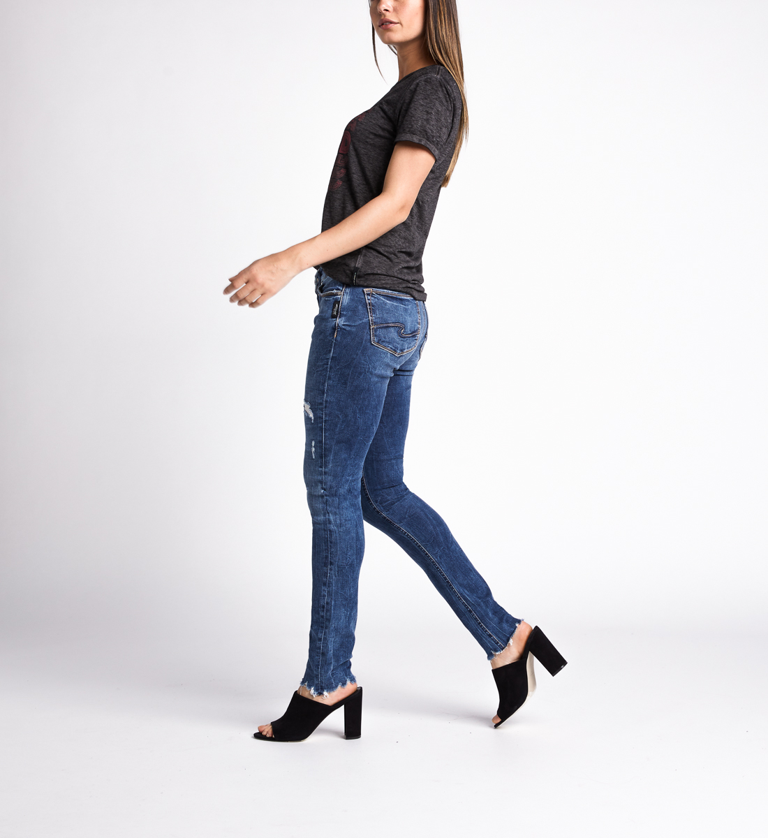 Elyse Mid Rise Skinny Leg Jeans - Silver Jeans US