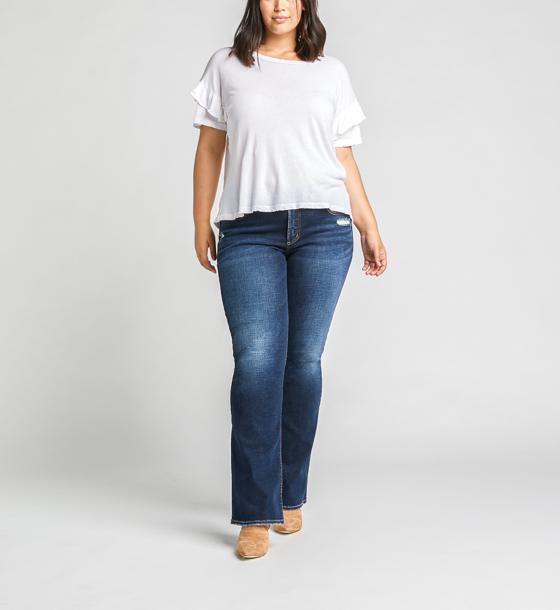 slim mid rise jeans