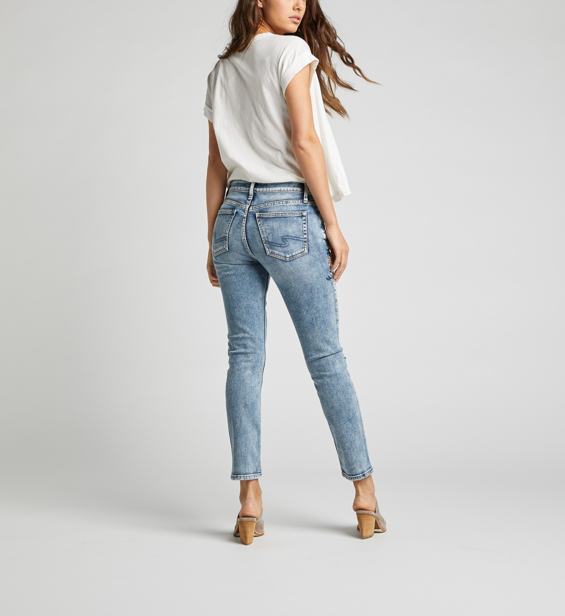 Avery High Rise Slim Leg Jeans - Silver Jeans US