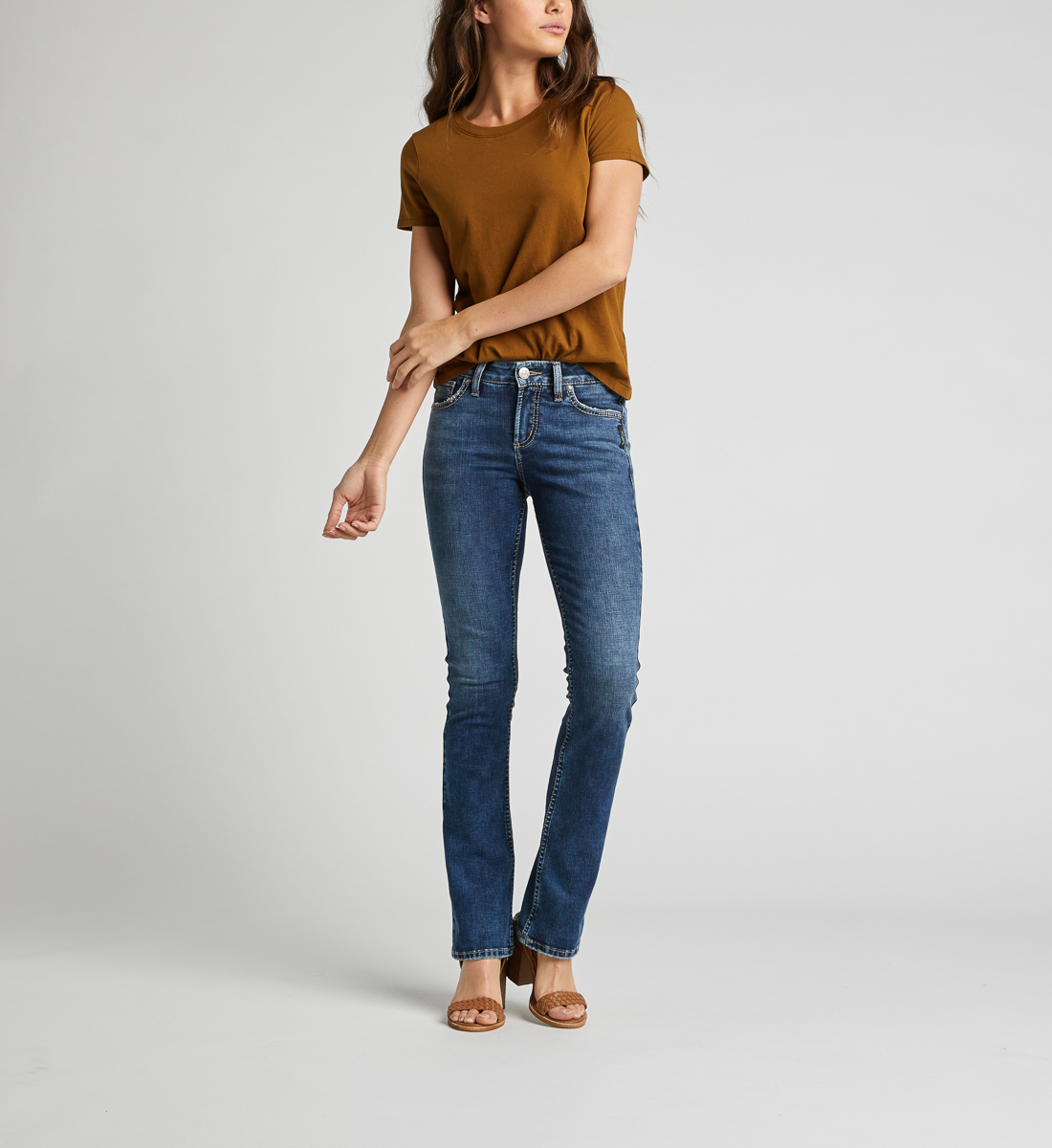 high rise dark wash bootcut jeans