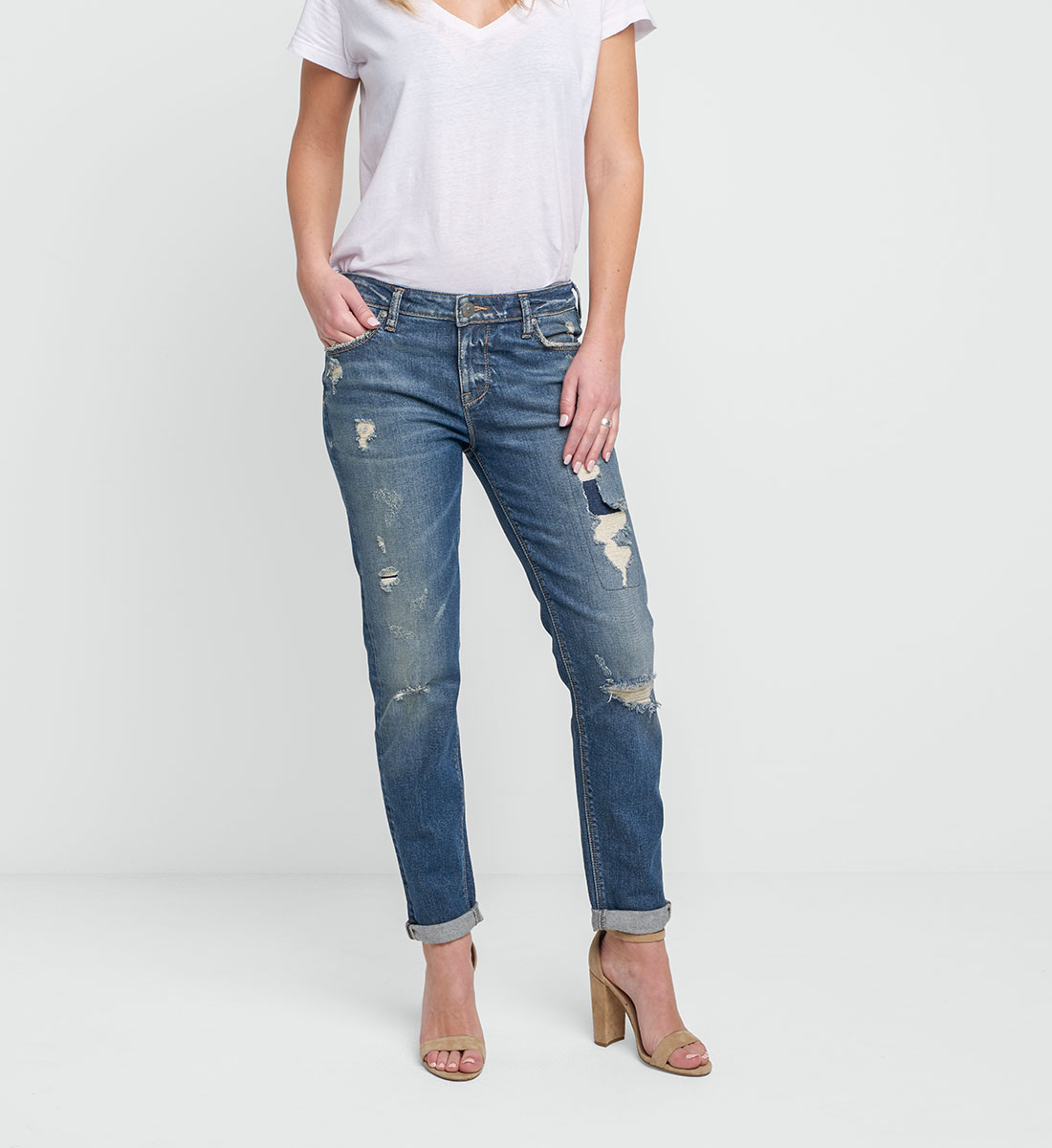 silver boyfriend jeans